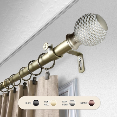 Central Design 1 in. Wicker Curtain Rod with 66 to 120 in. Extension, Gold 100-76-663